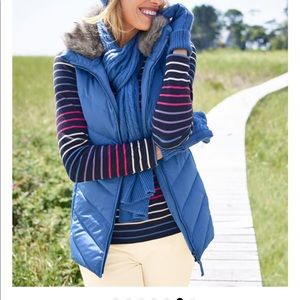 NWT Talbots -XL FAUX FUR COLLAR DOWN PUFFER VEST